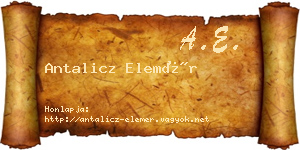 Antalicz Elemér névjegykártya
